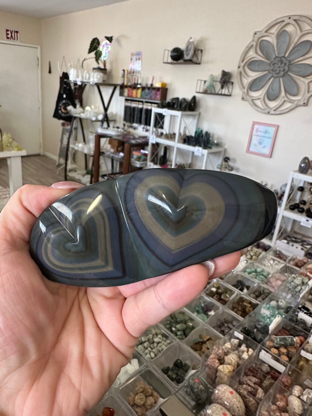 Rainbow Obsidian Double Heart