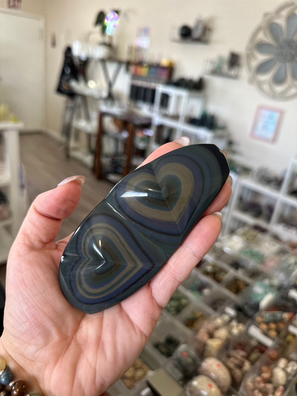Rainbow Obsidian Double Heart