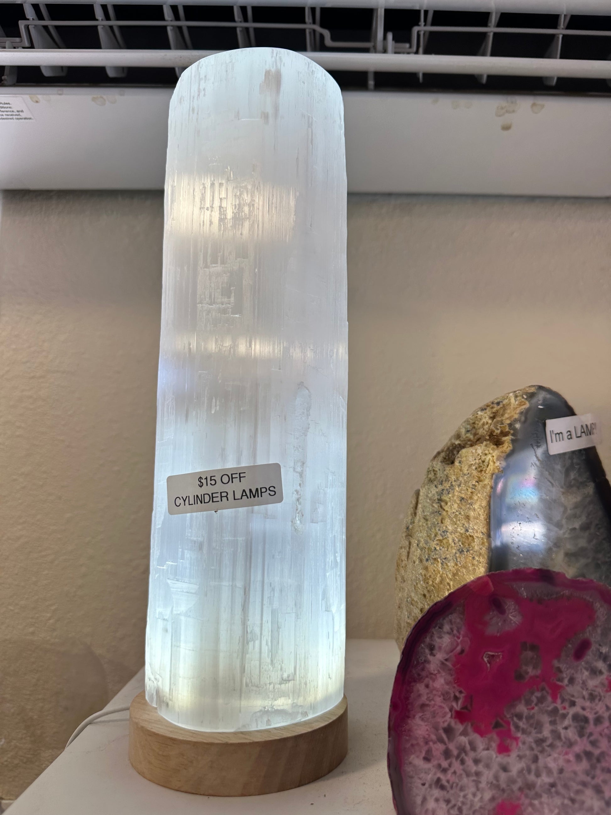 Selenite Cylinder Lamp