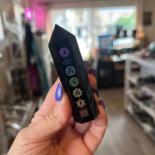 Black Obsidian 7 Chakra tower