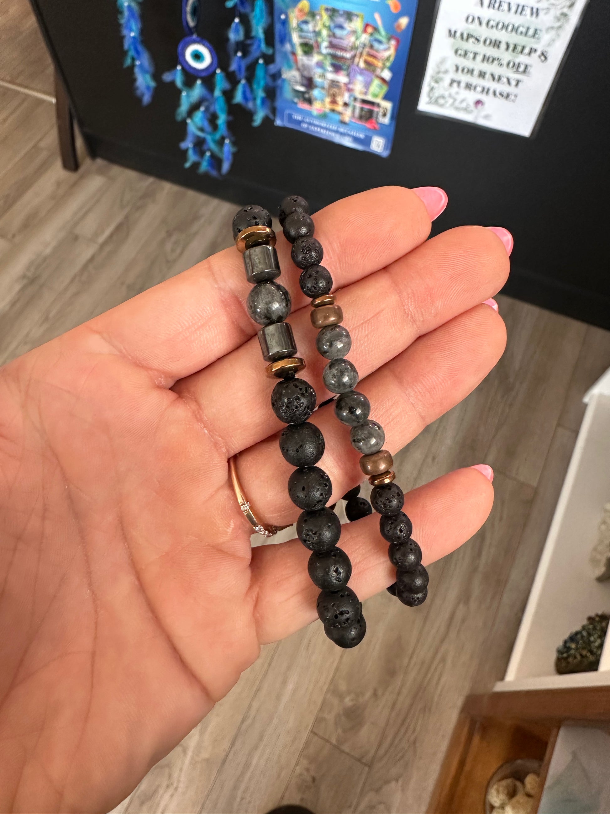 Hematite Larvikite Bracelets
